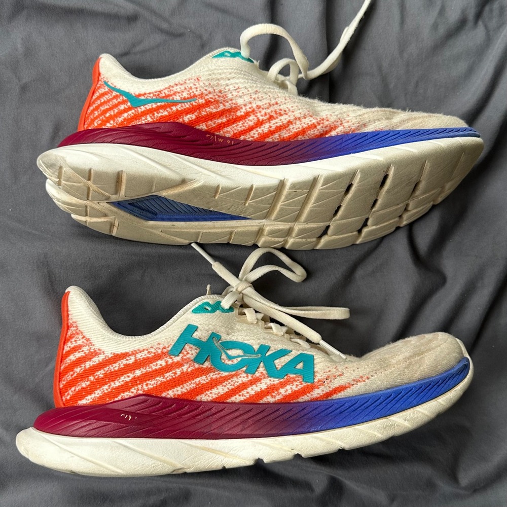Hoka Mach 5 Womens Running Shoes White Orange Blue 1127894 Size 6B - Picture 2 of 11